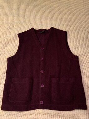 Beautiful Vintage Burgundy Wool Button-Up Vest